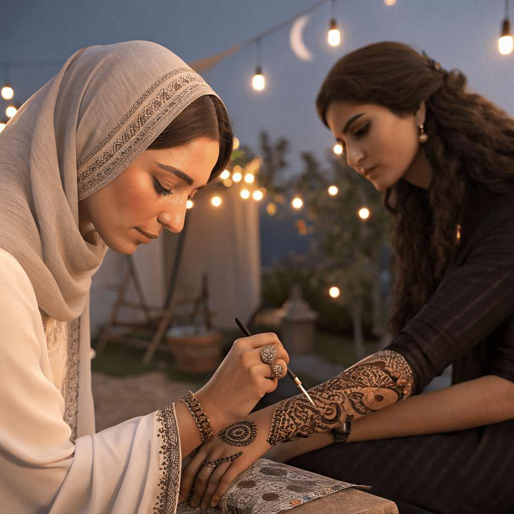 henna-artist-applying-traditional-arabic-design-on