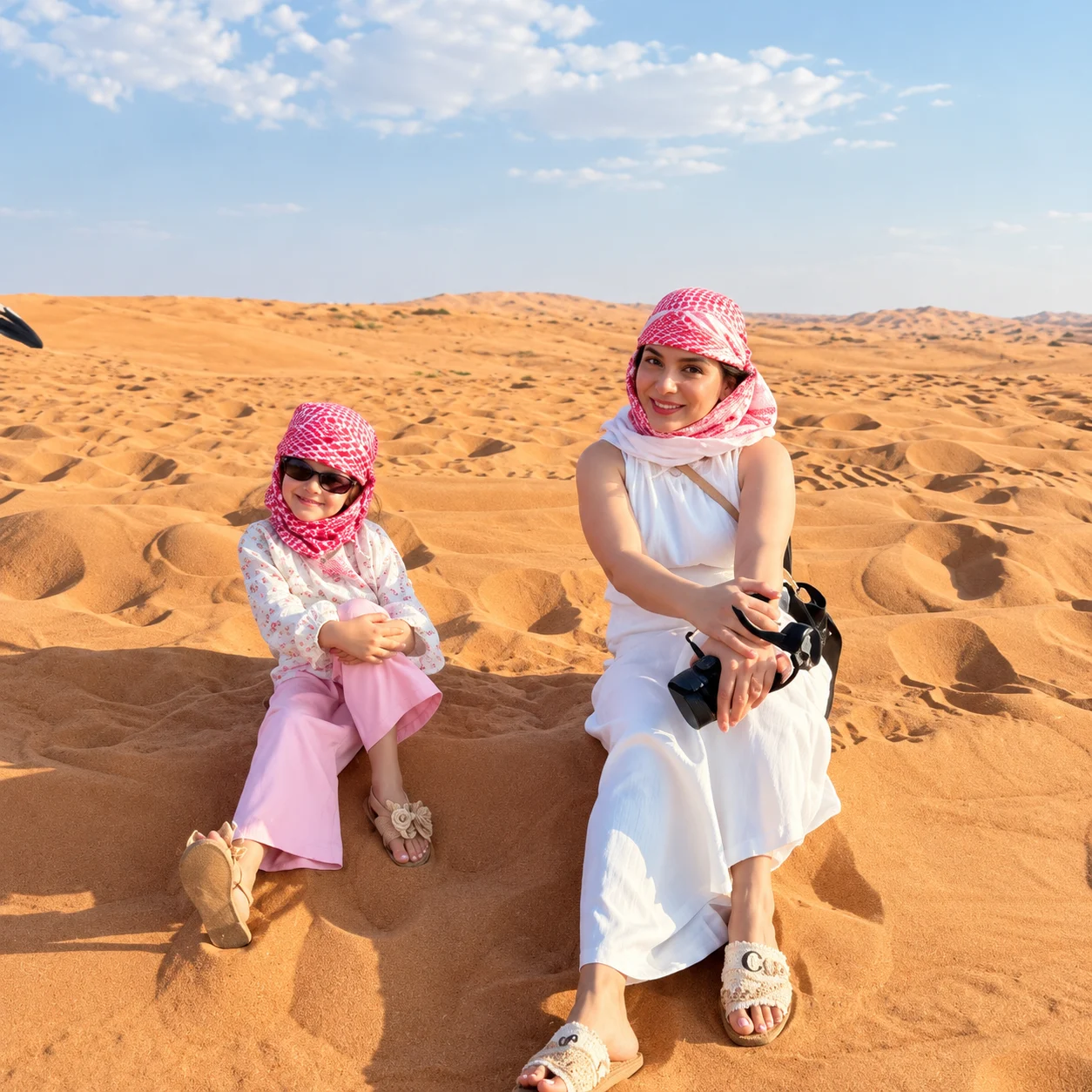 Private group enjoying evening desert safari together